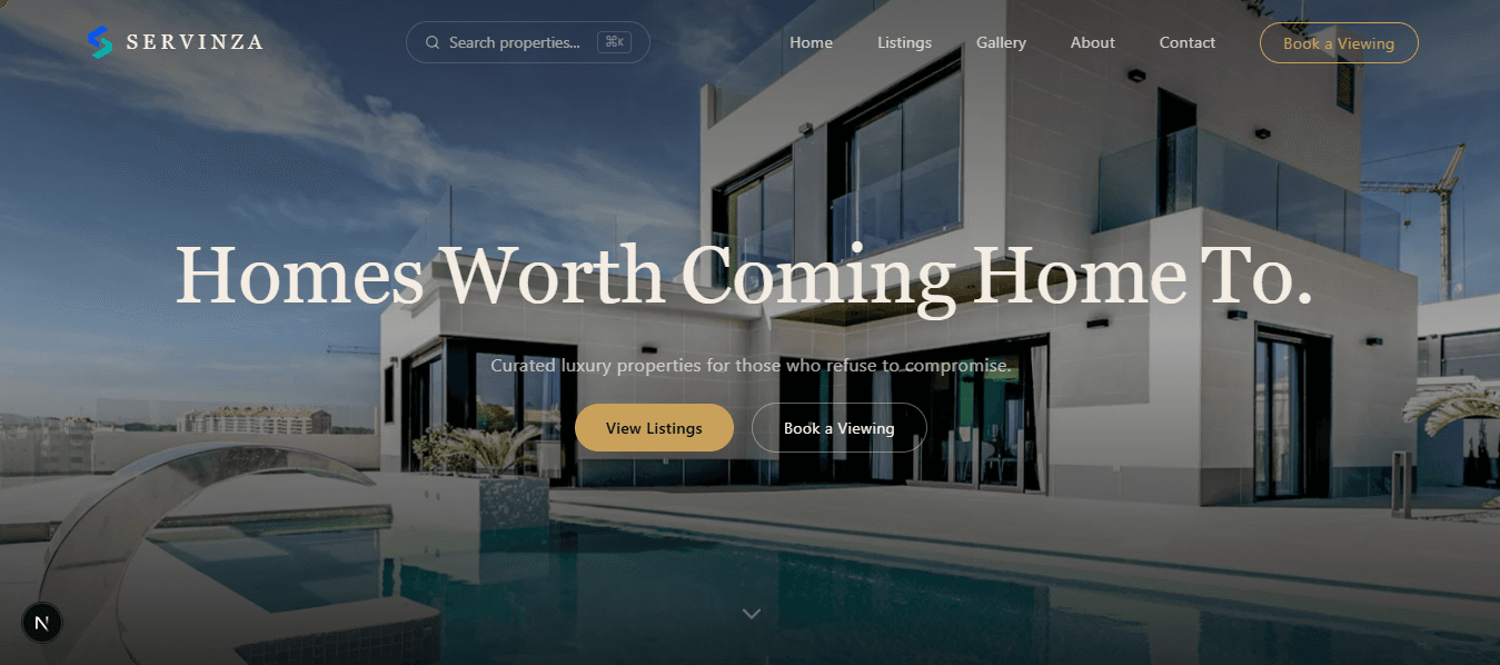 Servinza Estate — Real Estate Showcase screenshot